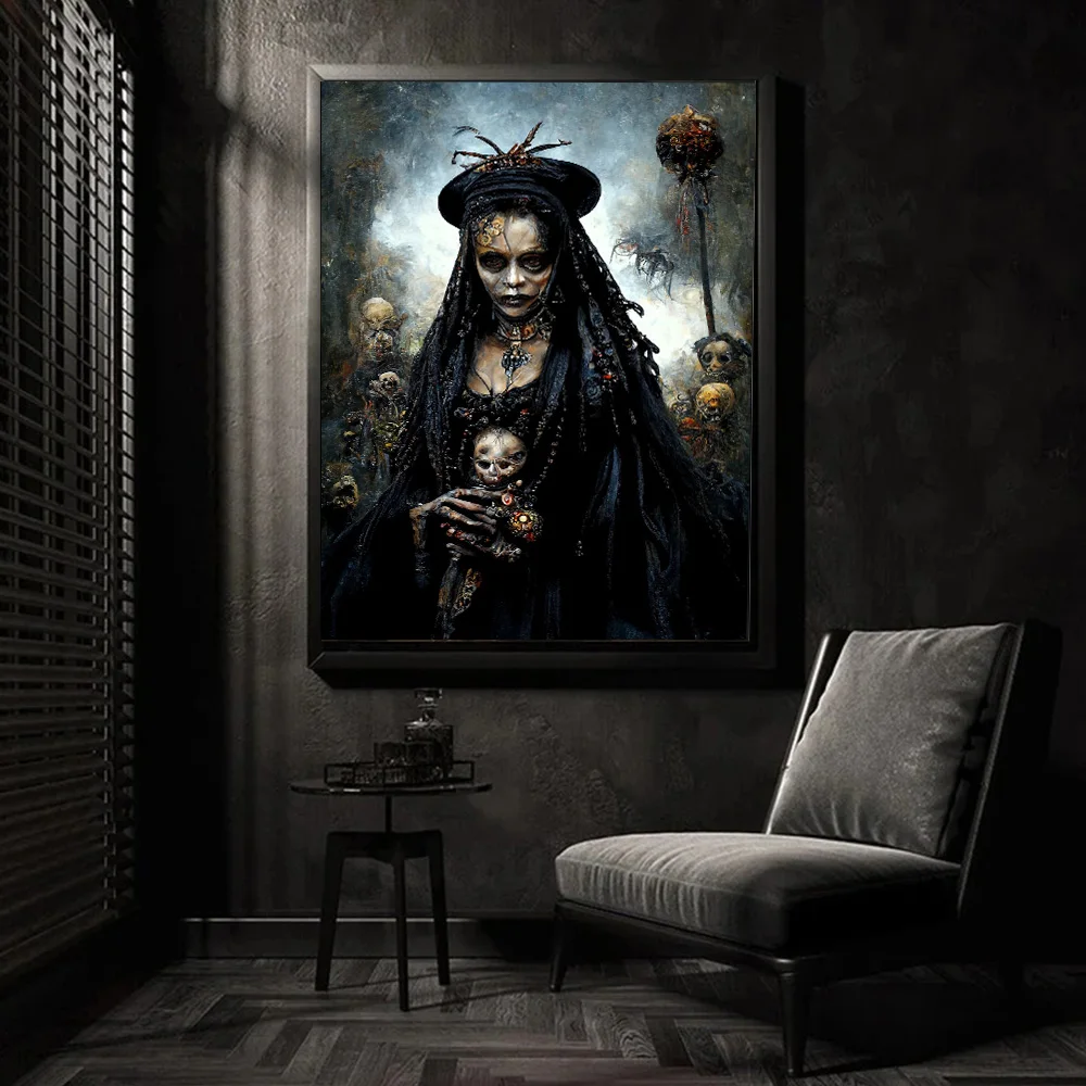 Boneca assombrada halloween arte cartaz impressão para sala de estar  decoração casa gótico filme terror fantasma boneca pintura em tela arte da  parede presente - AliExpress, image size:1000x1000
