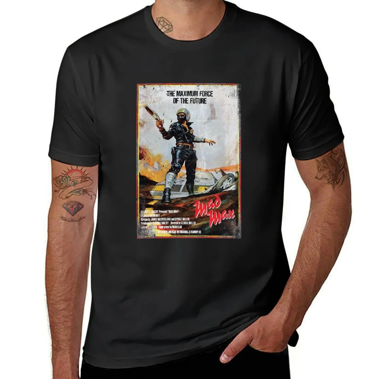 Mad Max Distressed Movie Poster T-Shirt Top Plus Size Top New Edition Customs T-Shirt Da Uomo