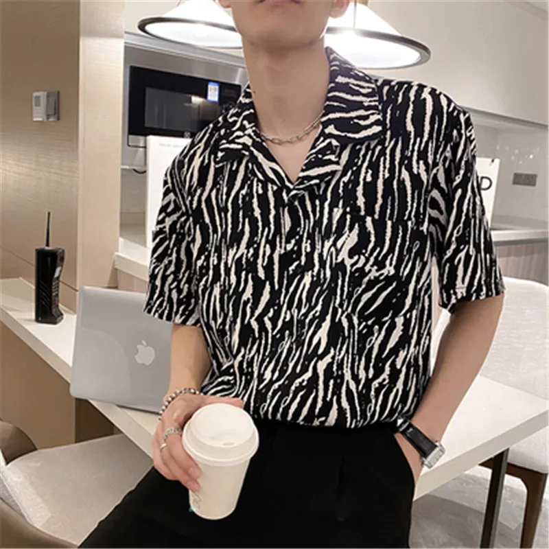 

Oversized Shirt Mens Designer Clothes Zebra Print Hawaiian Shirt Summer for Boys Loose Y2k Male Social Shirt 2022 Maccabi Haifa