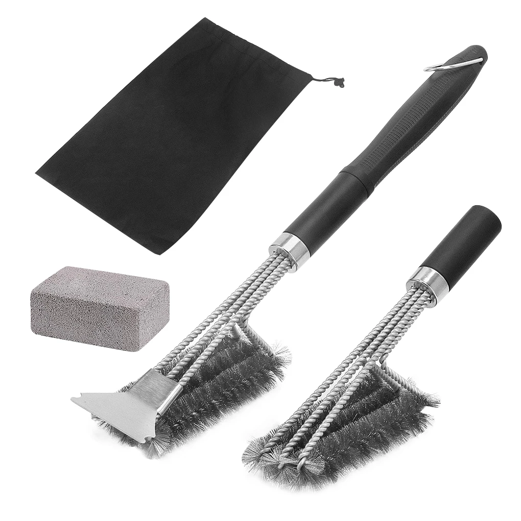

Portable Grill Cleaning Brush Stainless Steel Barbecue Scrubber Rotating Handle BBQ Scraper Grill Wire Brush BBQ Cleaning Tool