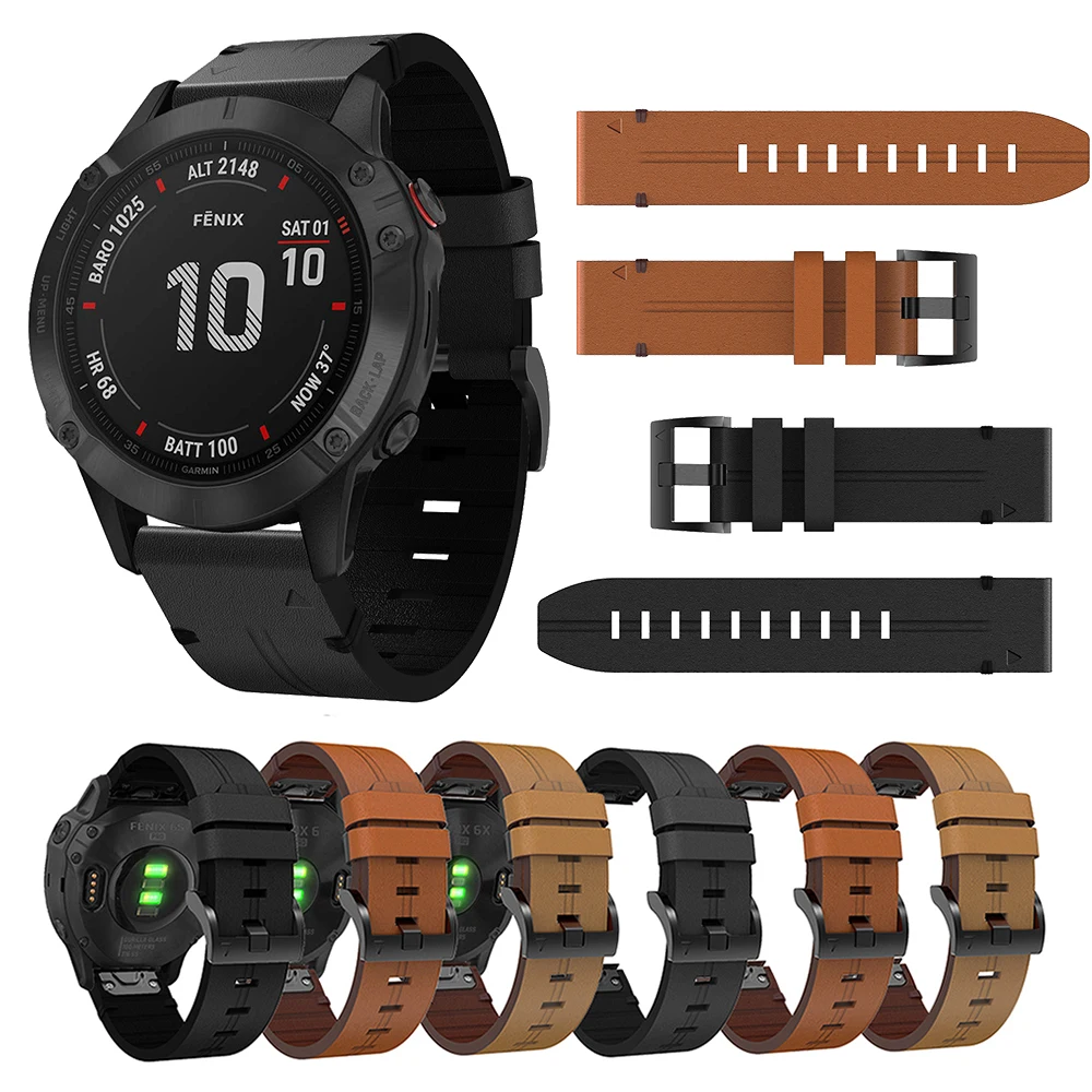 Bracelet en cuir pour Garmin Fenix, bracelet de montre, dégagement rapide, ajustement facile, bracelet de montre pour Garmin Fenix 5/5 Plus, 6S, 6X, 6S, 20mm, 22mm, 26mm