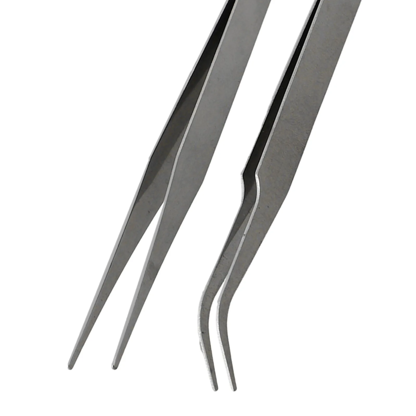 

2pcs Stainless Steel Small Tweezers Dismantling Repair Hand Tools Curved/Straight/Tip Silver Tweezers For Pick Up Small Parts