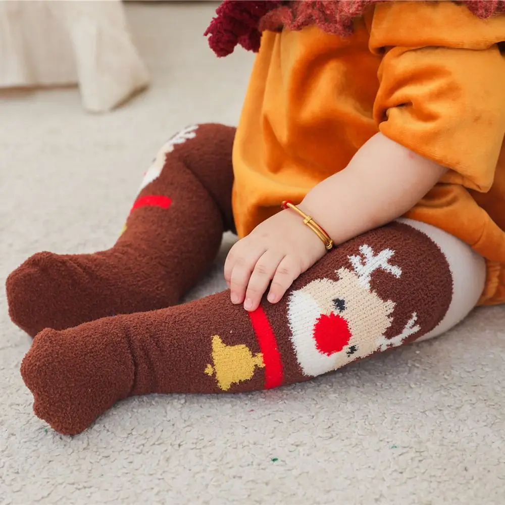 Thick Warm Elk Toddler Home Sleep Socks Floor Socks Baby Stockings Long Tube Socks Christmas Socks Baby Hosiery