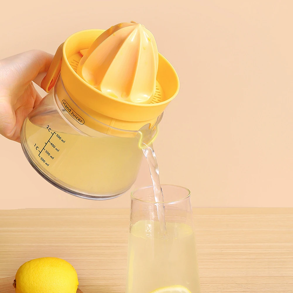 500ML 수동 착즙기 다기능 오렌지 감귤 라임 착즙기 손으로 짜는 과일 프레스 계량컵 포함 레몬 스퀴저