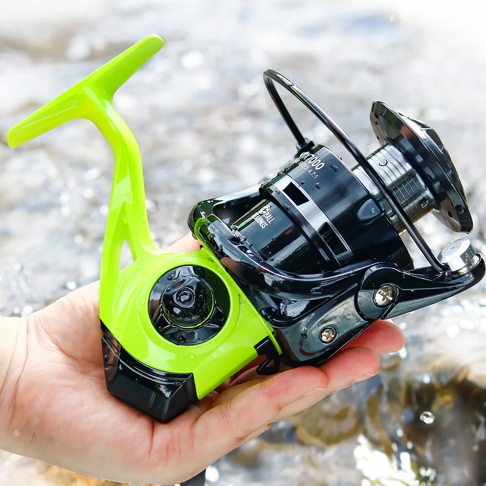 

PROXPE Spinning Fishing Reel Gapless Gear Ratio 5.2:1/4.7:1 Fluorescent Green Upgraded Version Metal Rocker Carp Wheel