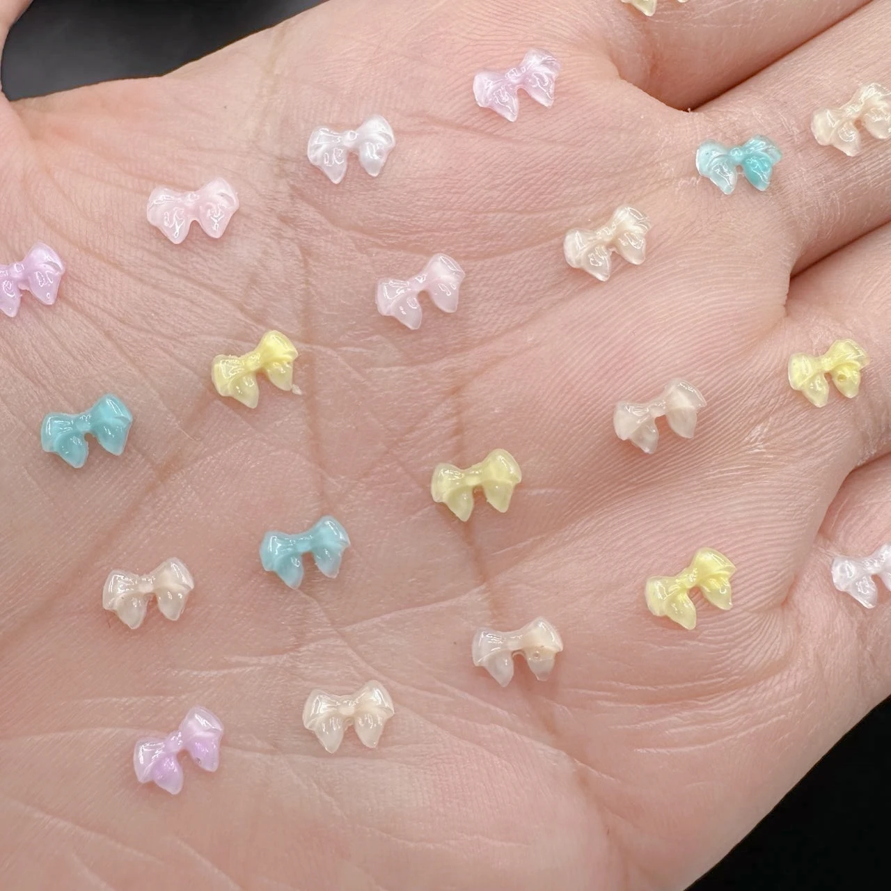 50pcs Transparent Bow Nail Art Parts Charms Bulk Shiny Mini Resin Ribbon Nail Rhinestones DIY Summer Nail Art Decor Accessories 5