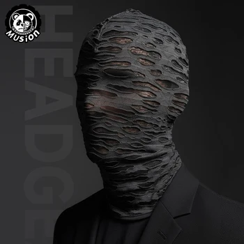 Maschera Facciale Musion Gothic Punk Effetto Vissuto e Strappato Ftxo - Vestibilità Comoda Antivento per Sci, Ciclismo, Halloween e Stile Urbano