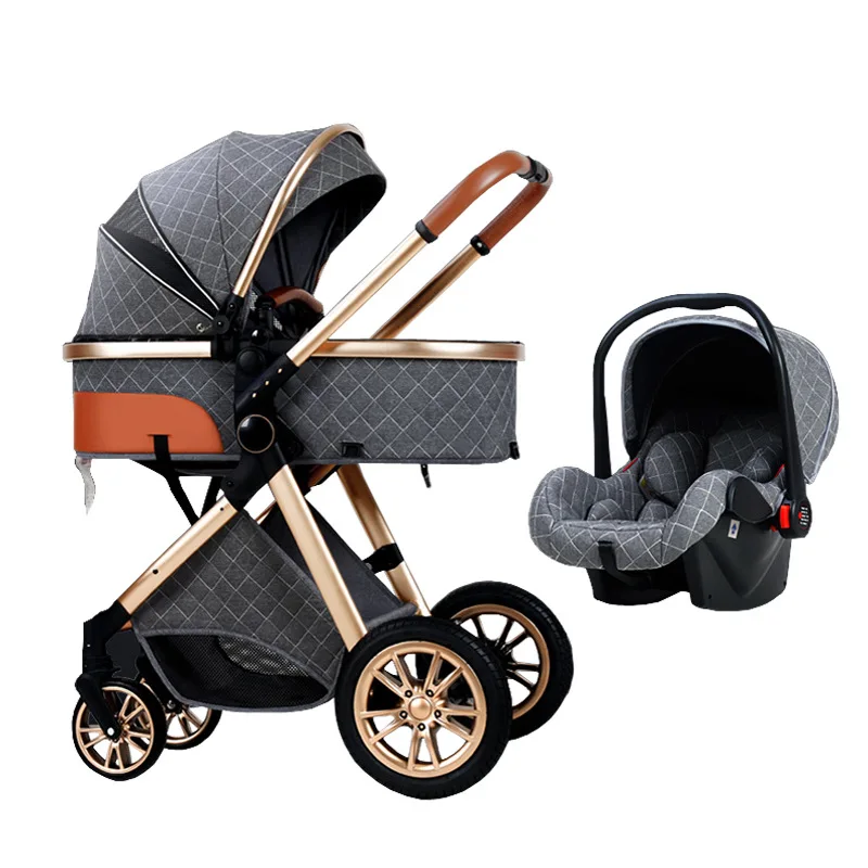 3 in 1 baby stroller Luxury High Landscape baby pram portable pushchair kinderwagen Baby Bassinet Foldable car new
