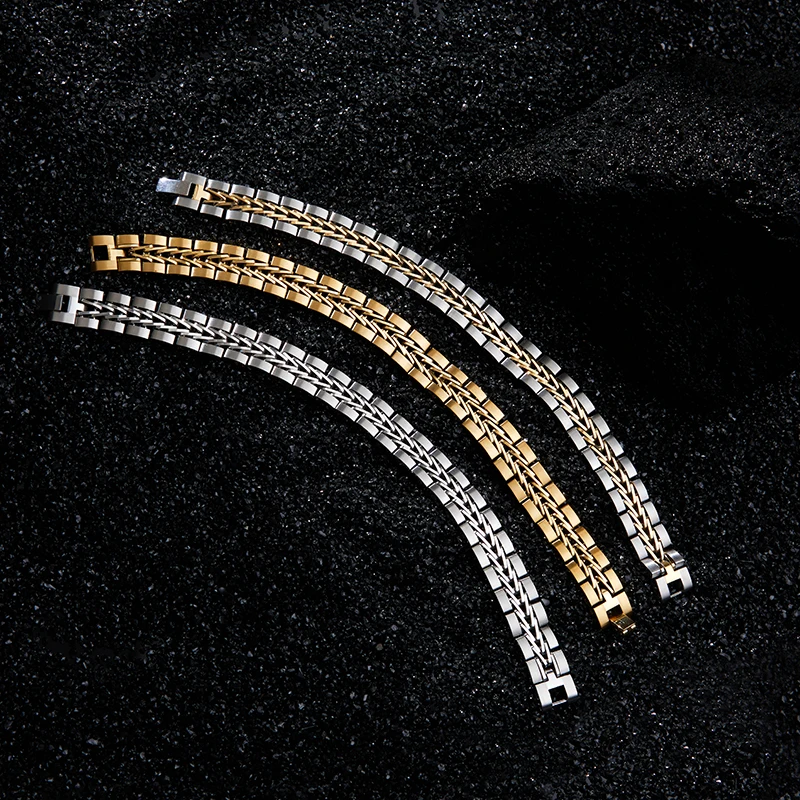 Loe | Männer Edelstahl Punk Armband Mode Junge Armband Vergoldet Hip Hop Schmuck Neues Design