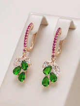  Kienl New 585 Rose Gold Color Long Earring for Women Vintage Green Natural Zircon Flower Drop Earring High Quality Daily Jewelry 