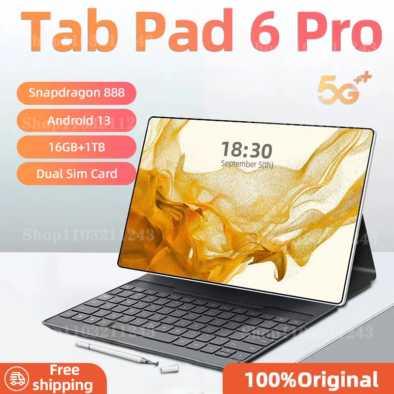 

2024 Global Version MI Pad 6Pro 11inch HD 4K Screen Tablet PC Snapdragon888 10000mAh Android13 RAM16GB+ROM1TB 5G WIFI Tab
