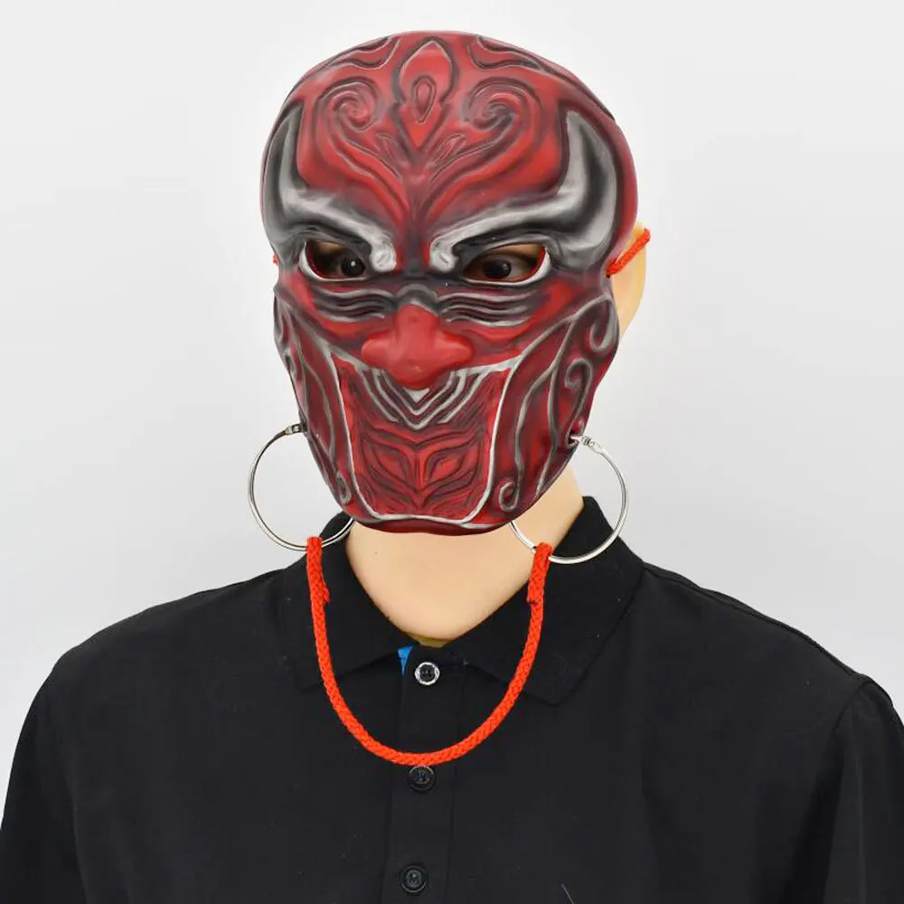 

Samurai Oni Mask, Japanese Cosplay Latex Mask Anime Demon Face Cover Ghostface Mask for Halloween Party