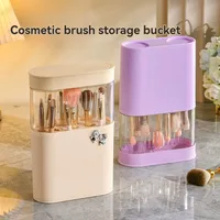 Make-Up Brush Drying and Storage Box with Lid, Acrylic Makeup Brush Air Drying Rack Holder Cosmetic Brush Organizer, 13 Holes 1