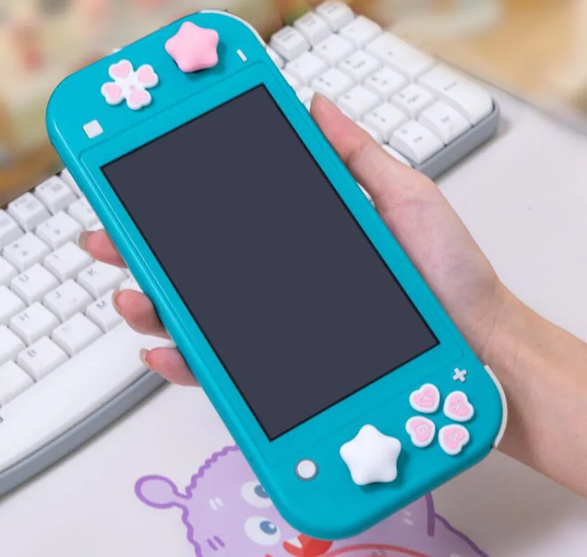 Vibrant Love Silicone Thumb Stick Grip & Key Sticker Set for Portable Gaming Console