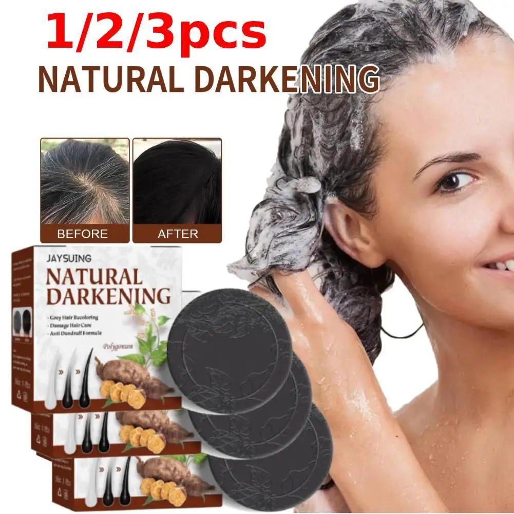

1/2/3PCS Polygonum Hair Darkening Shampoo Soap Bar Repair Gray Black Soap Shou Hair Essence Hair Soap To White Color Wu Shampoo