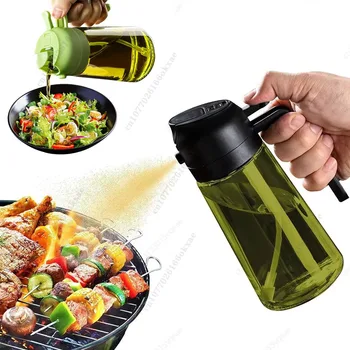 Spruzzatore di olio di vetro scuro 2 in 1 Dispenser di olio d'oliva Spruzzatore di olio nero resistente alla luce per cucinare insalate e barbecue Strumenti per barbecue 1
