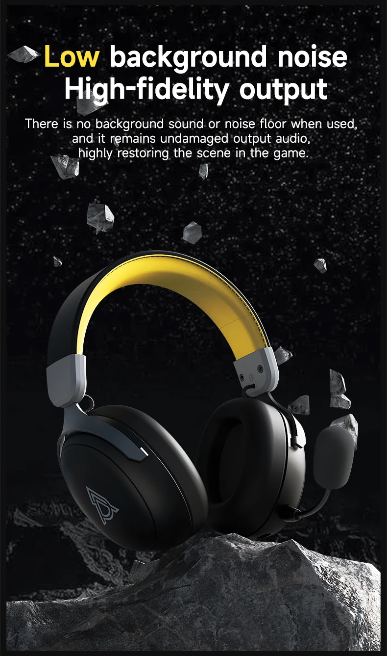 AJAZZ AHM08 MAX Kabelloses Gaming-Headset, 3 Modi, ANC, 1050mAh, Ergonomisch, Geringe Latenz, Geräuschlokalisierung, Lautstärkeregler – Detail 4