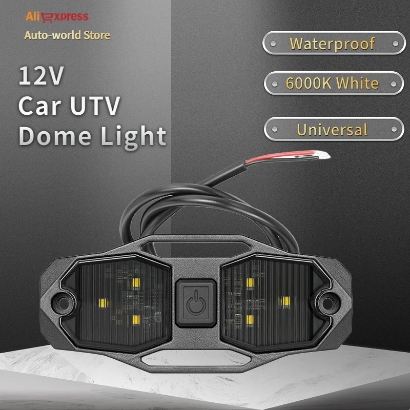 Car UTV Dome Light LED Waterproof White 4WD 12V With Switch Kits Roll