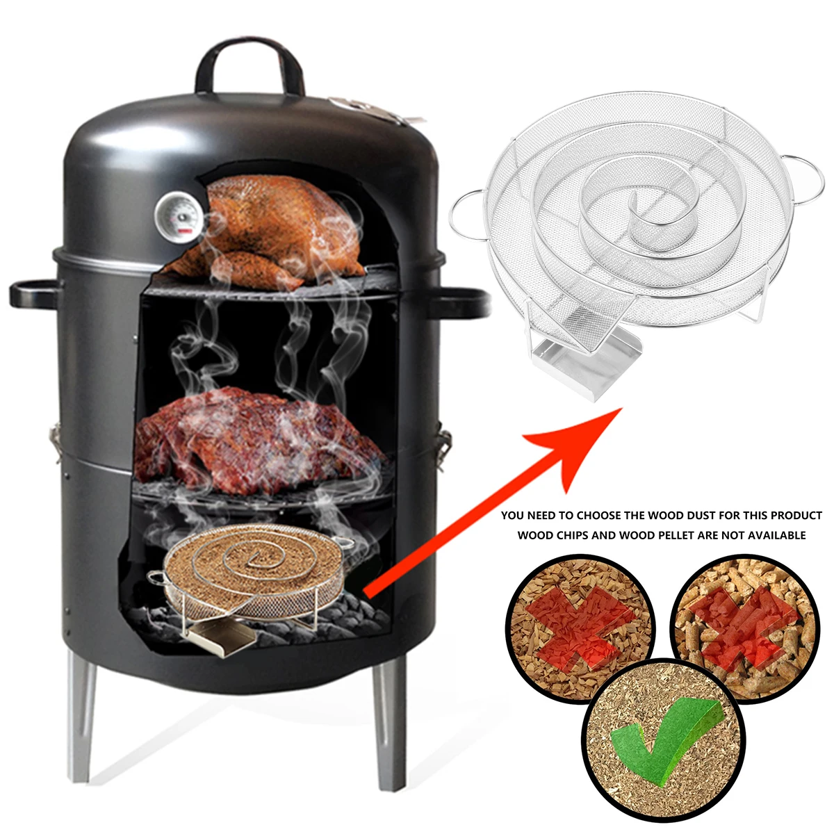 Cold Smoke Generator Stainless Steel Smoke Generator for Kettle Barbecue Smoker and Smoker Oven for Smoking Cheese Pork Salmon smoker accessories smoker accessory