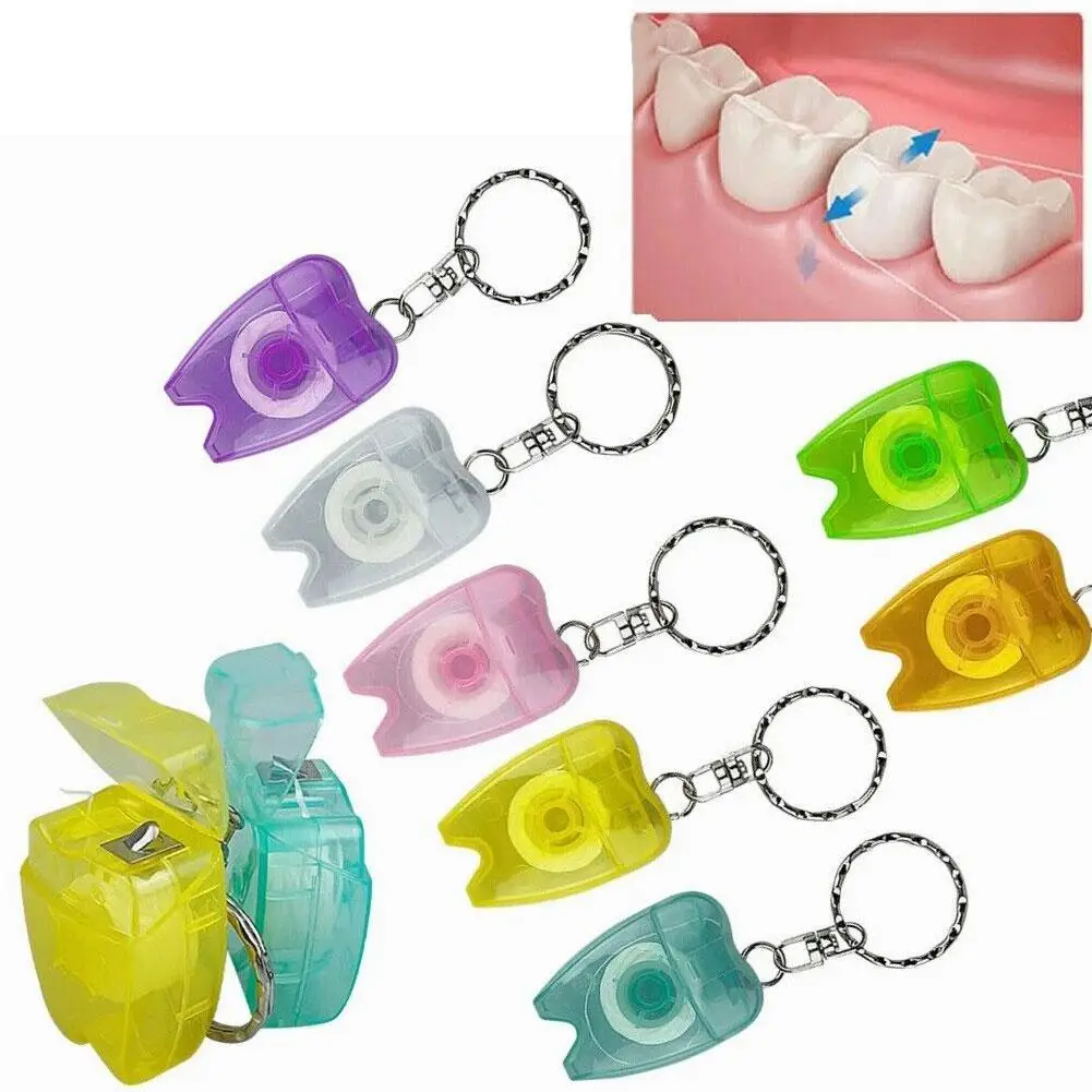 

1pcs Random Dental Floss Tooth Shape Keychain Dental Flosser for Gum Care Teeth Cleaning Oral Care Teeth Jewelry Key Chain