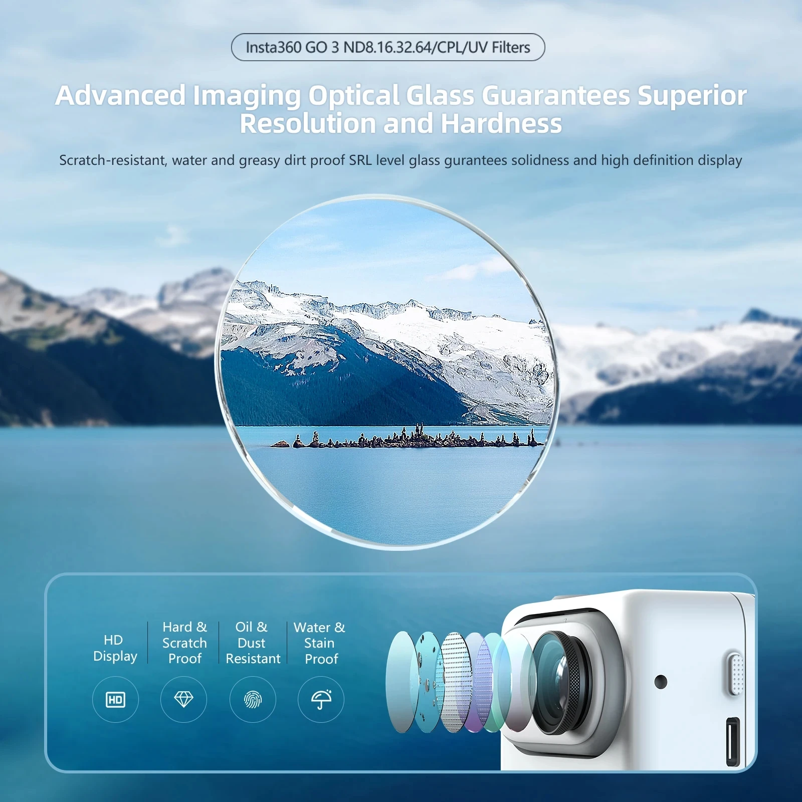Filtres Pour Caméra Insta360 Go (UV, CPL, ND16) - Protection Objectif, Réduit Reflets Et Surexposition - Accessoires