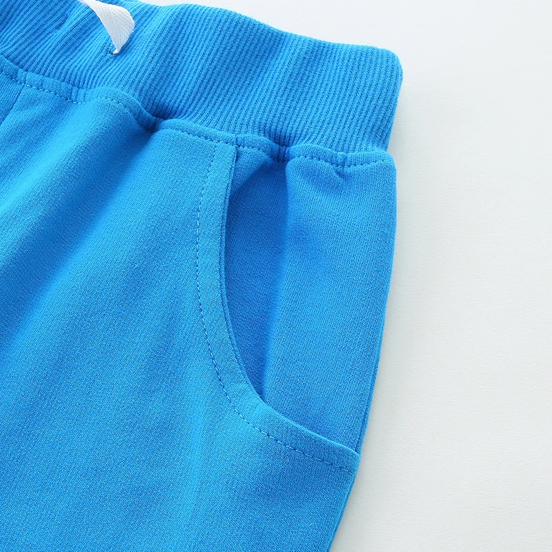 Summer Boys Shorts Blue Cartoon Fish Beach Pant Kids Clothes Baby Boys Sporty Shorts Knit Cotton Comfort