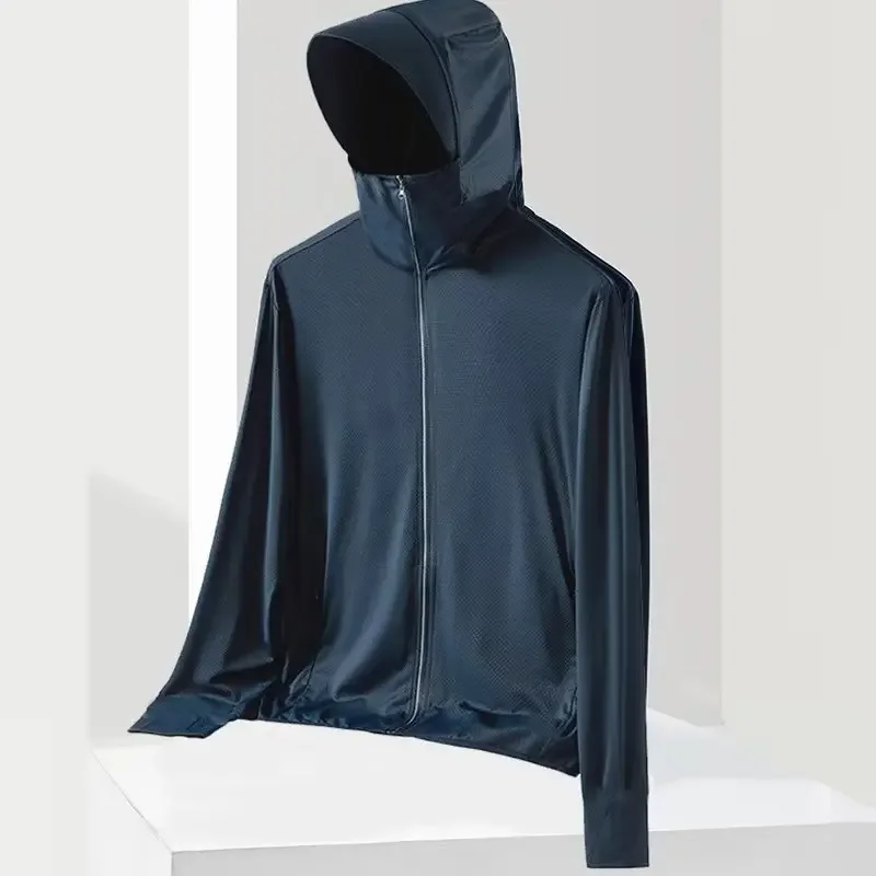 Men's Women's Ice Silk Sunscreen Jacket Lightweight Breathable Anti-UV Fishing Sun Protection Clothing ice silk sunscreen jacket