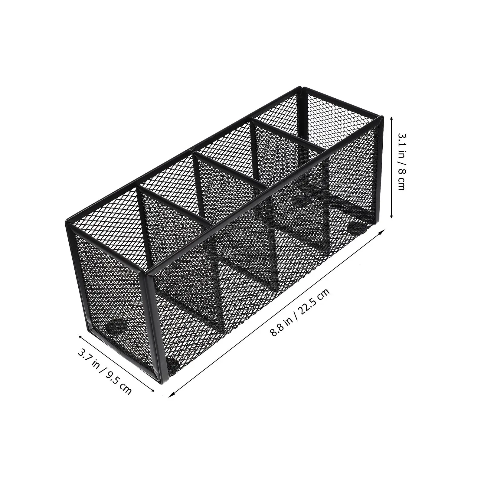 Desk Organizers Black Mesh Pencil Holder 4 Compartments Metal Desk Organizer Pen Holder Pencil Cup Makeup Storage Brush