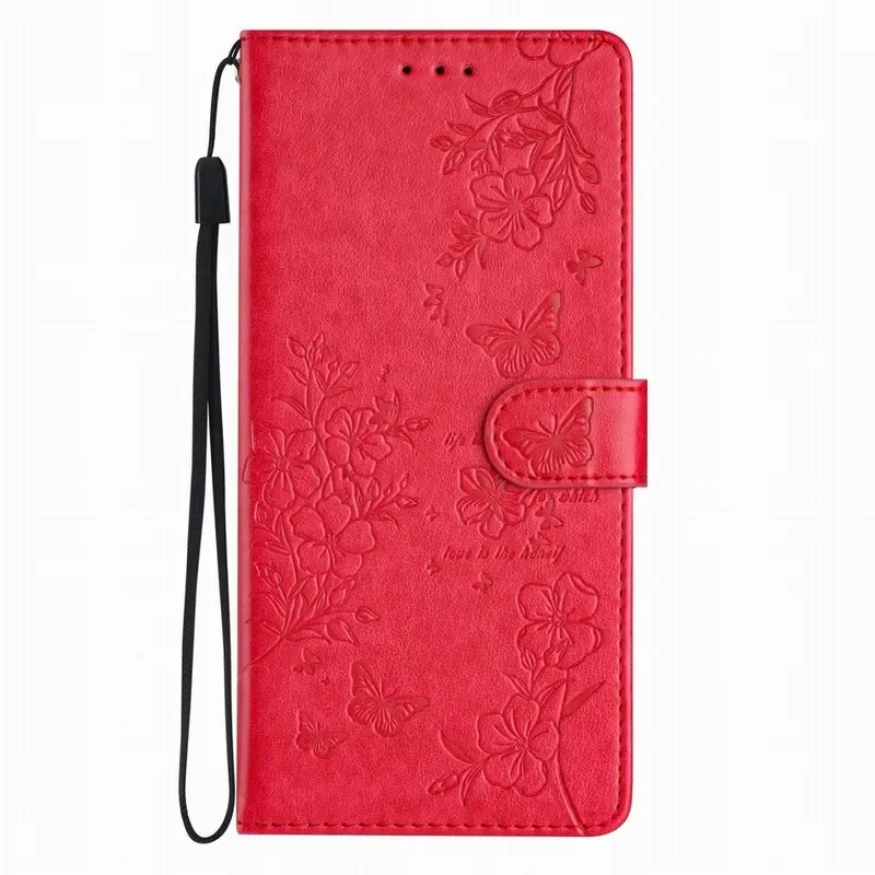 Charming Flower Butterfly Wallet Phone Case with Card Slots and Protective Cover