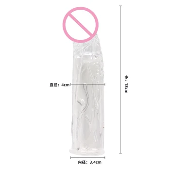 18cm*4cm Penis Extender Sleeve Reusable Condoms Delay Ejaculation Cock Rings Sex Toys For Men Sex Products 6