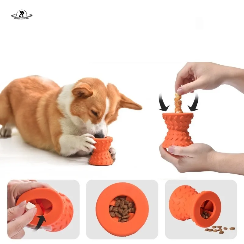 

Dog Toy Dumbbell Leaky Feeder Natural Rubber Bite-resistant Teething Educational Pet Accessories Interactive Dog Toys