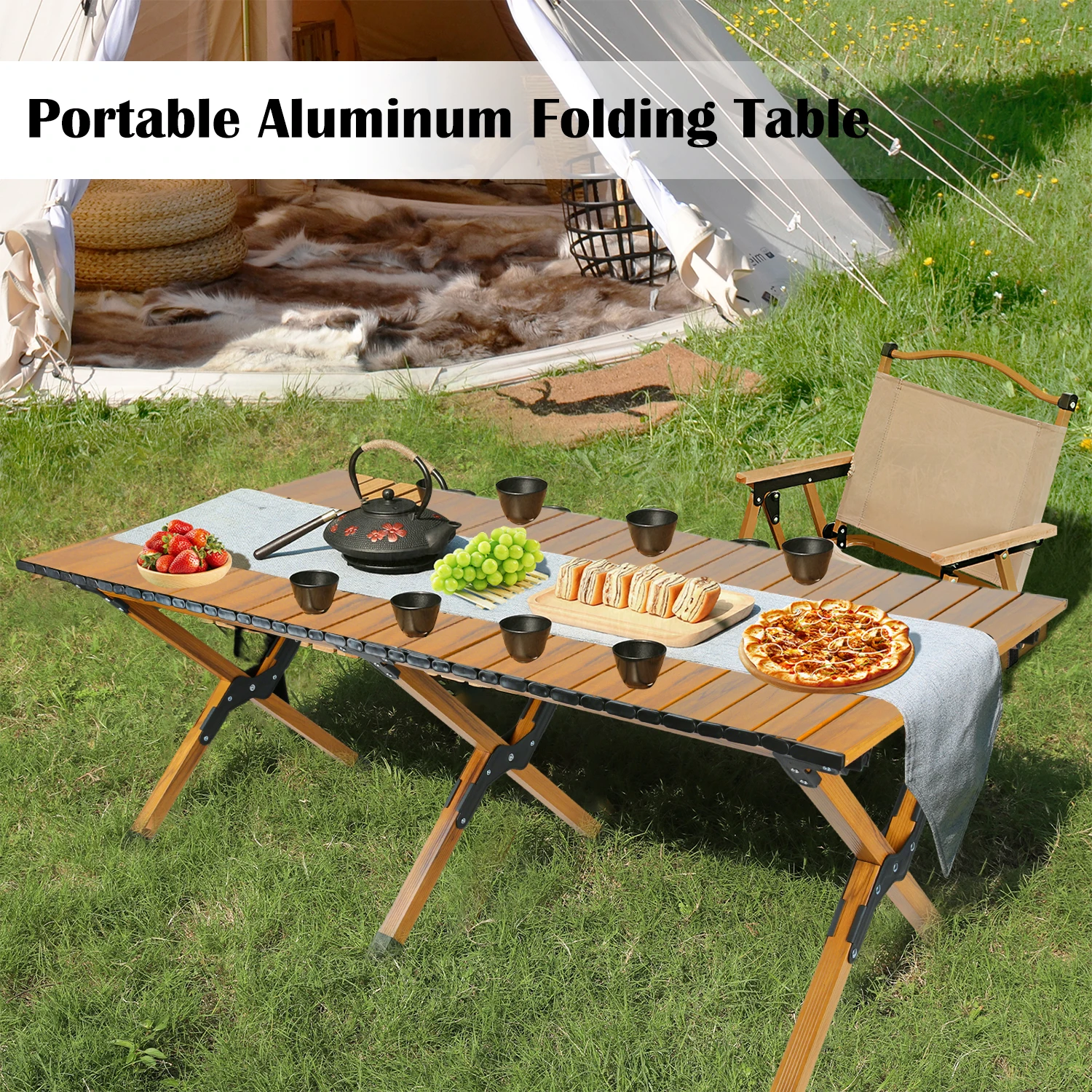 Portable Foldable Long Table for Outdoor Picnic Barbecue Tours