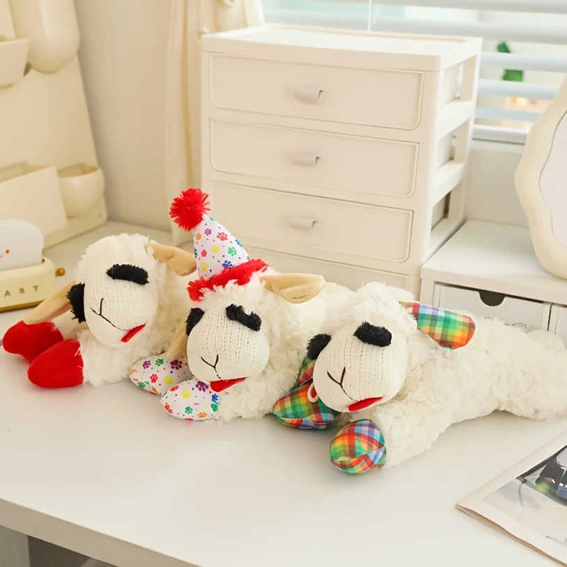 1Pcs Squeaky Plush Lamb & Alpaca Dog Toys - Soft, Durable Chew Play for Medium Breeds 3