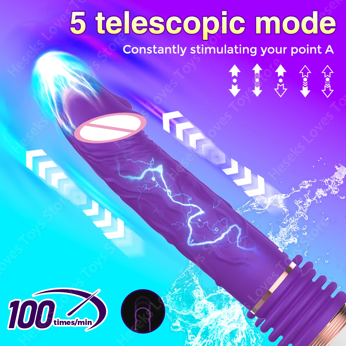 Automatic Thrusting Dildo Penetration Telescopic Vibrator for Women G-Spot Anal Masturbator Sex Machine with Suction Cup