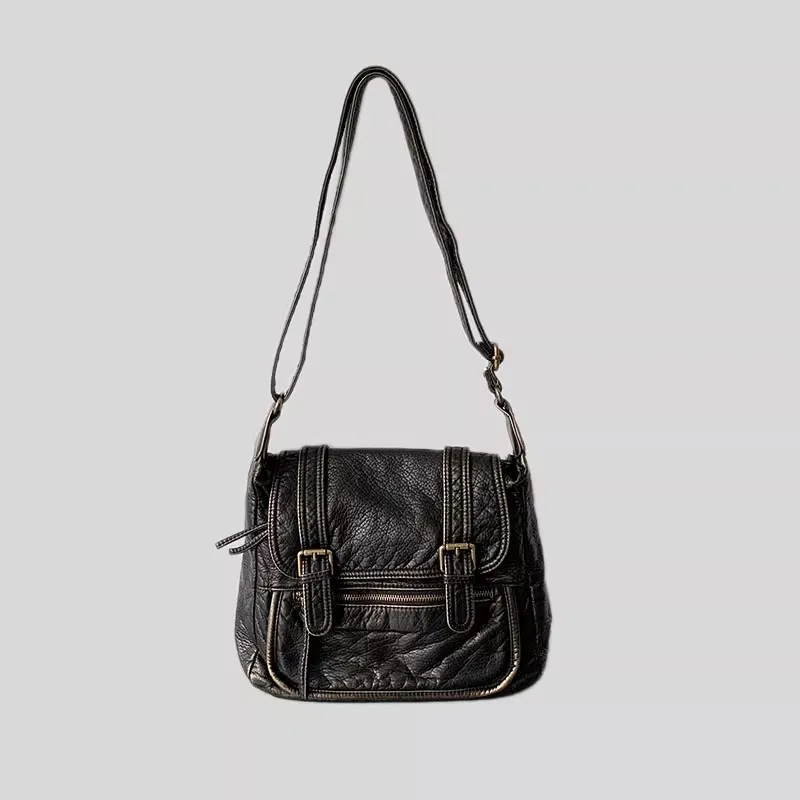 Sac à Bandoulière En Cuir PU Souple Pour Femme, Sacs à Main Vintage, Sac De Moto Rétro Initié, Sac Messager De Luxe, Aspect Vieux, Tendance 2024