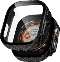 Coque pour Apple Watch Ultra 2 3 49mm 45/41/44/40/42/38mm, protection d'écran en fibre de carbone, verre trempé série 9/8/7/6/5/4/SE 1