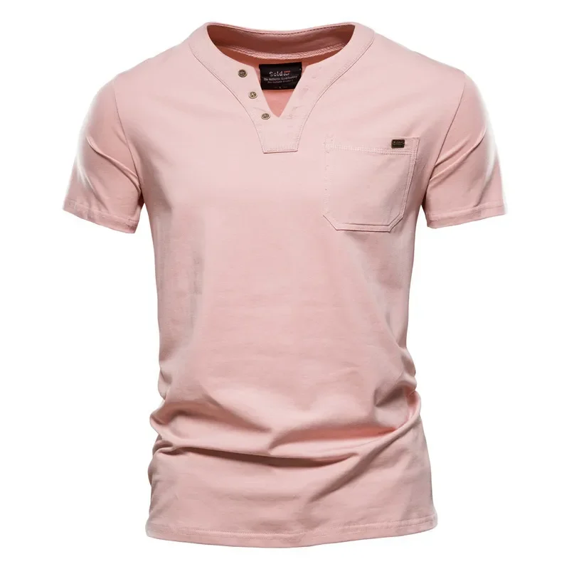 Camiseta Henley De Manga Corta TOM TAILOR Para Hombre - Corte Regular, Aspecto Desgastado, Bolsillo De Parche