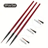 3pcs/set Nail Art Liner Painting Brush Thin Stripe Line Drawing Pen DIY UV Gel Tips French Design Manicure Tools 6