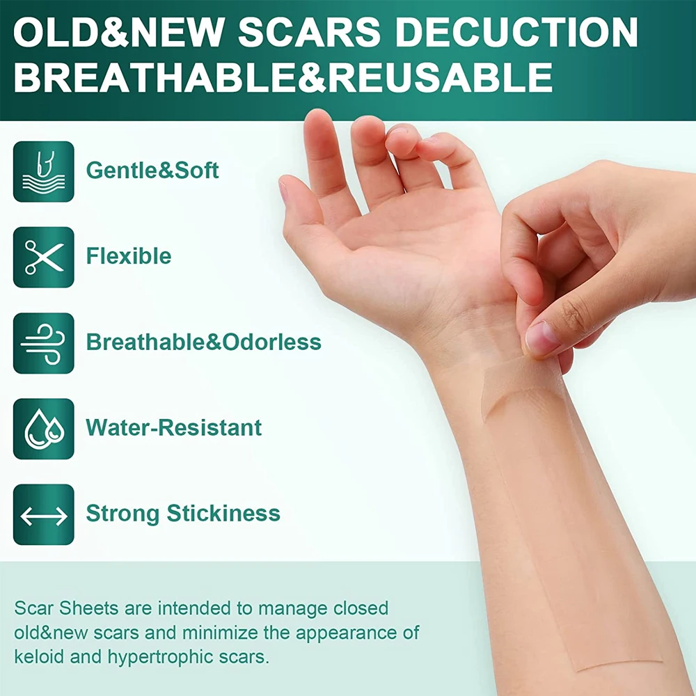 1Roll Silicone Scar Sheets Keloid Bump Removal Strips Scar Reducing Treatments Surgical Scars Burn Tummy Tucks Acne C-Section
