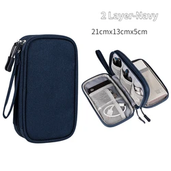 Portable Waterproof Electronic Accessory Organizer Bag (2 Layer - Blue)