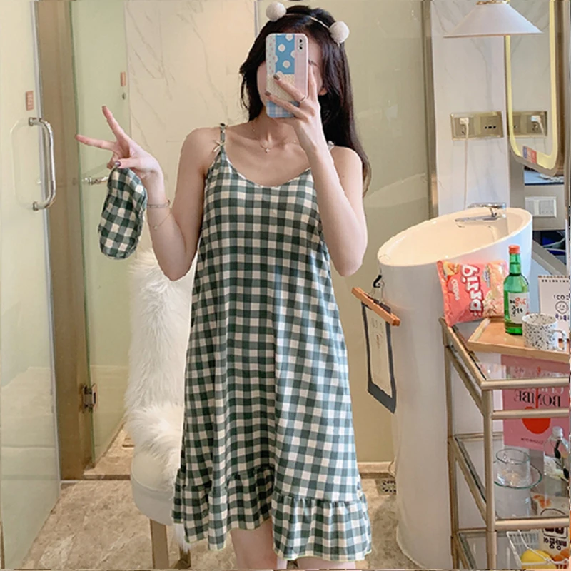 

New Summer Women's Short Skirts Cute Nightdress Home Nightdress Women's Casual Loose Ladies Women's Dresses with Chest Pads