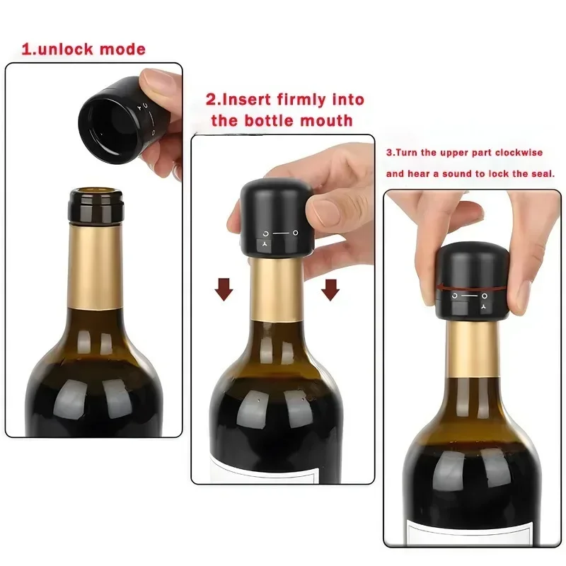 Vacuum Red Wine Champagne Stopper Rotating Lock Bottle Stopper Sparkling Wine Sealing Plug Household Red Cork Bar Tool