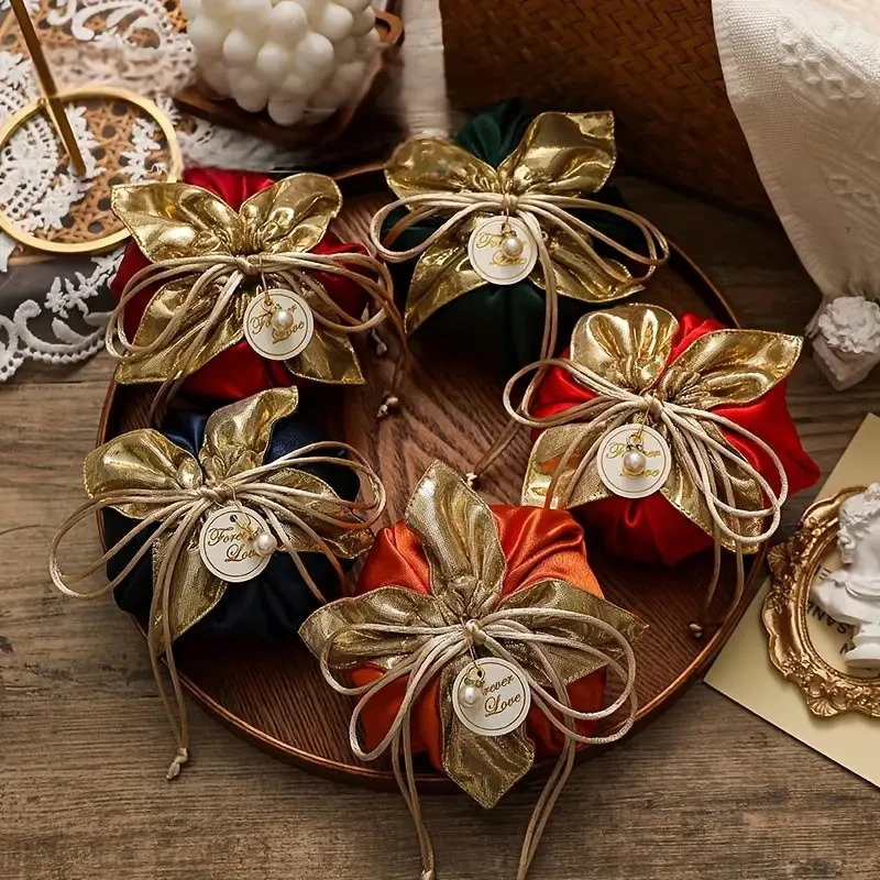 10PCS Luxus Verpackung Kordelzug Samt Beutel Seide Geschenk Tasche Für Schmuck Hochzeit Candy Boxen Mit Perle String Decor Gefälligkeiten taschen – Detail 7