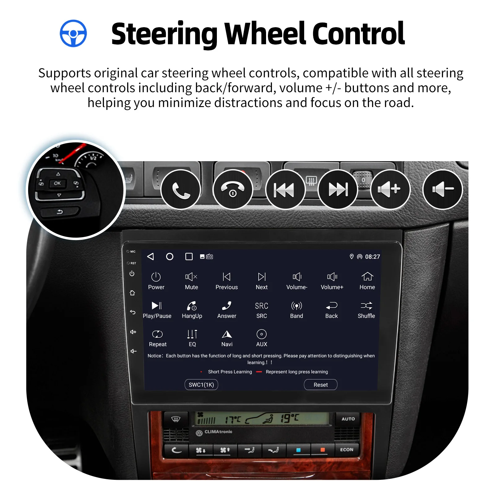 Autoradio ESSGOO Android 15 9 Zoll 4+64G mit Wireless CarPlay für VW Golf R32 MK4 Town City Golf Kanada 2007-2010 GPS Navigation RDS FM Bluetooth WiFi Android Auto Lenkradsteuerung Mirror Link 6+128G – Detail 24