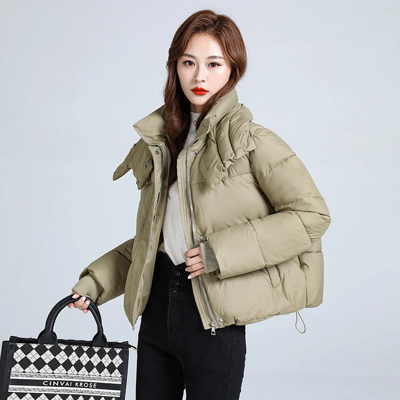

Fashion Turtleneck Cotton Padded Puffer Parkas Women Coats Female Casual Loose Thick Warm 2023 Autumn Winter Down Overcoats K822