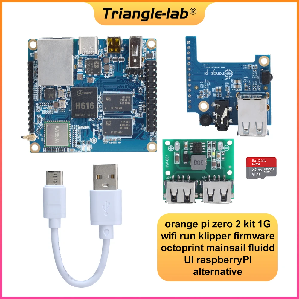 Trianglelab-orange pi Zero Kit 1g Wifi Executar Klipper Firmware Octoprint Mainsail ui Fluido Raspberry pi Impressora 3d Alternativa