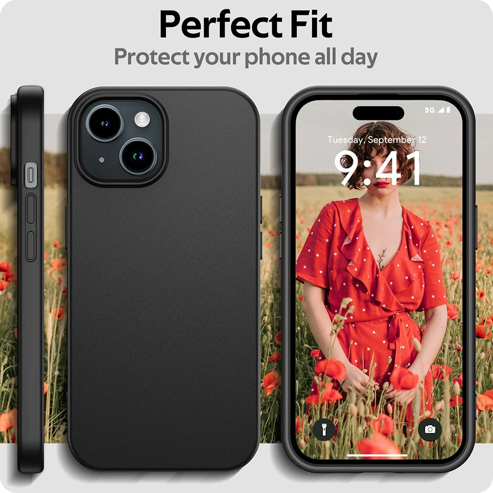 Solid Black Ultra Thin Matte Silicone Soft TPU Phone Case Cover