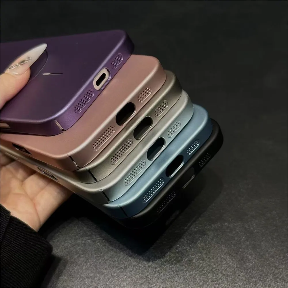 Ultra Thin Magnetic Metal Case with Glass Lens Protection - Shockproof Hard PC Cover, Magsafe Compatible