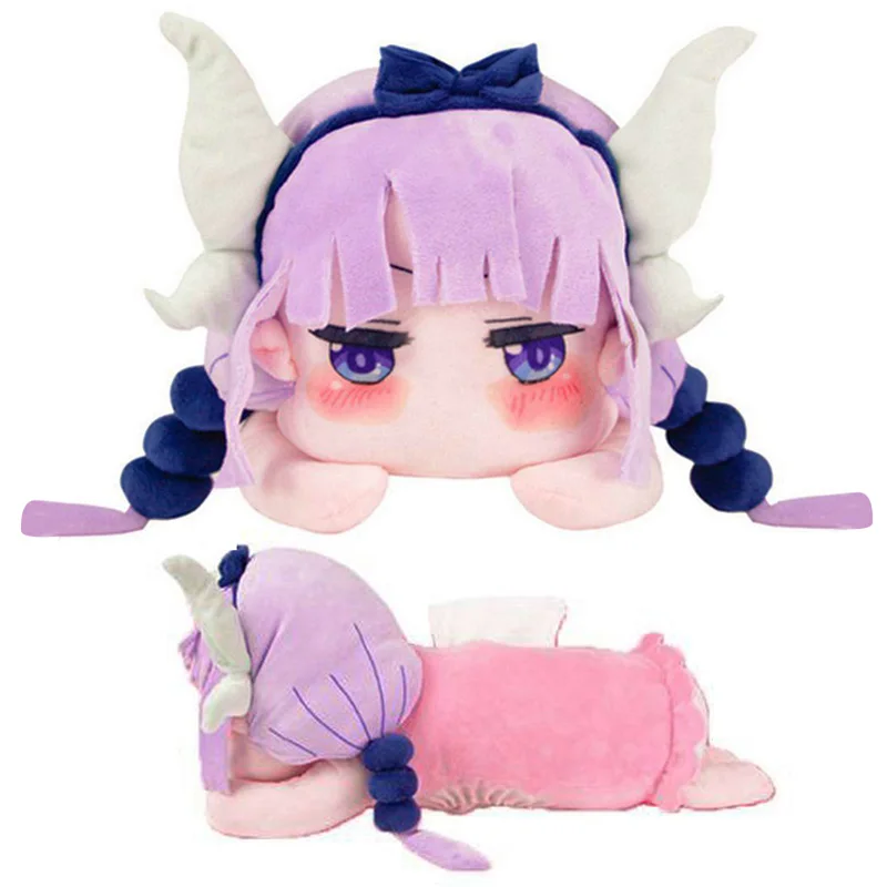 New Cute Japan Anime Miss Kobayashi's Dragon Maid Kanna Kamui Tissue Box Case Cover Plush Stuffed Kids Toy Doll 31*21*20CM