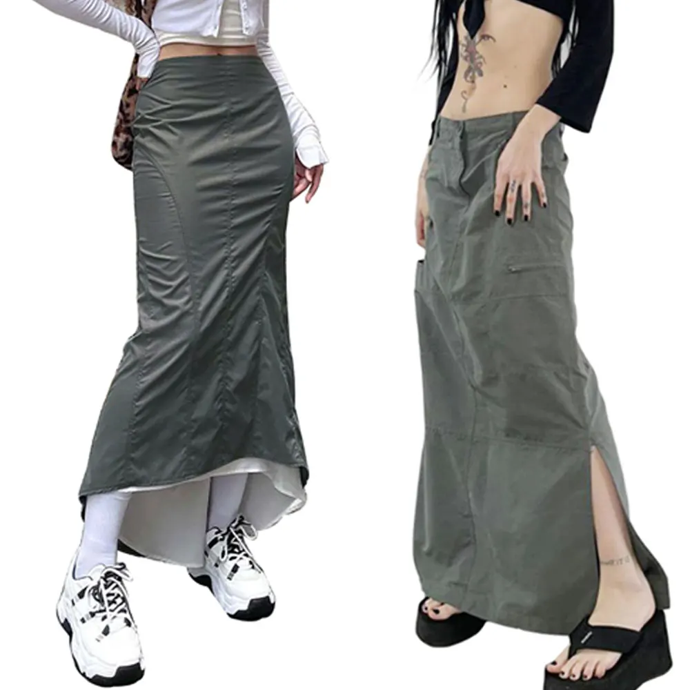 2022 Autumn Casual High Waist Pleated Hip Fishtail Skirts Fashion Women